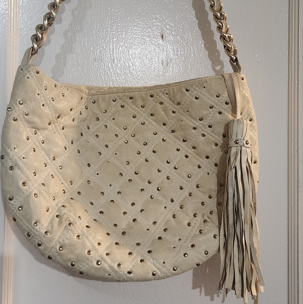 Paola Masi Cream Leather Studded Purse